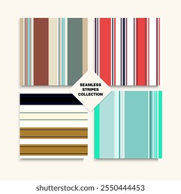 Sailor Stripes Seamless Pattern Set. Trendy Fashion Background Spring Autumn Retro Fashion Fabric. Swimming Suit Lines Elegant Lines Endless Design. Male Female Childrens Seamless Stripes Texture.