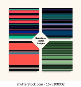 Sailor Stripes Seamless Texture Set. Summer Spring Retro Fashion Print. Elegant Fashion Background Trendy Lines Endless Design. Training Suit Lines Male Childrens Female Seamless Stripes Pattern.