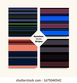 Sailor Stripes Seamless Texture Set. Hipster Fashion Background Male Childrens Female Seamless Stripes Pattern. Business Suit Lines Trendy Lines Endless Design. Spring Summer Funky Fashion Fabric.