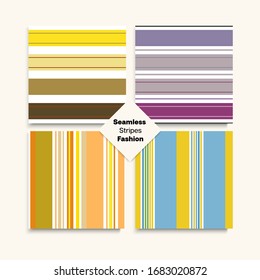 Sailor Stripes Seamless Texture Set. Funky Lines Endless Pattern. Swimming Suit Lines Childrens Male Female Seamless Stripes Design. Winter Summer Vintage Fashion Print. Elegant Fashion Background