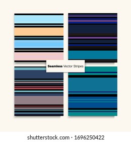 Sailor Stripes Seamless Texture Set. Retro Fashion Background Swimming Suit Lines Funky Lines Endless Pattern. Autumn Spring Hipster Fashion Fabric. Childrens Male Female Seamless Stripes Design.