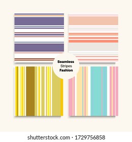 Sailor Stripes Seamless Texture Set. Modern Fashion Background Vintage Lines Endless Design. Female Male Childrens Seamless Stripes Pattern. Spring Summer Hipster Fashion Textile. Business Suit Lines