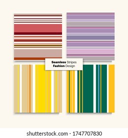 Sailor Stripes Seamless Texture Set. Autumn Spring Retro Fashion Textile. Elegant Lines Endless Design. Modern Fashion Background Female Male Childrens Seamless Stripes Pattern. Training Suit Lines