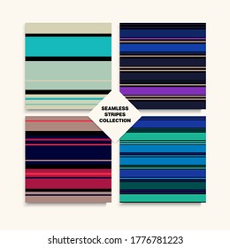 Sailor Stripes Seamless Texture Set. Winter Summer Elegant Fashion Fabric. Vintage Lines Endless Pattern. Training Suit Lines Childrens Male Female Seamless Stripes Design. Retro Fashion Background