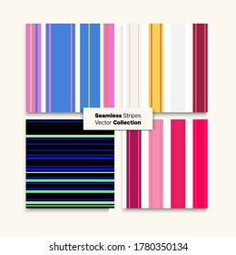 Sailor Stripes Seamless Texture Set. Seamless Stripes Pattern. Winter or Autumn Modern Fashion Print. Elegant Fashion Background Vintage Lines Endless Design. Training Suit Lines