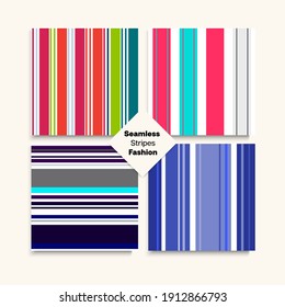 Sailor Stripes Seamless Texture Set. Male Female Childrens Seamless Stripes Design. Funky Fashion Background Training Suit Lines Winter Autumn Retro Fashion Print. Modern Lines Endless Pattern.