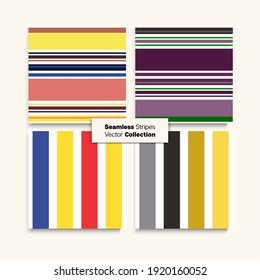 Sailor Stripes Seamless Texture Set. Funky Fashion Background Summer Autumn Vintage Fashion Fabric. Female Childrens Male Seamless Stripes Pattern. Modern Lines Endless Design. Business Suit Lines