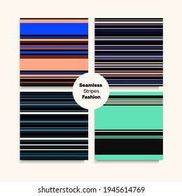 Sailor Stripes Seamless Texture Set. Childrens Male Female Seamless Stripes Design. Training Suit Lines Autumn Spring Hipster Fashion Print. Elegant Lines Endless Pattern. Trendy Fashion Background