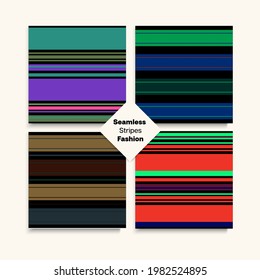 Sailor Stripes Seamless Texture Set. Childrens Male Female Seamless Stripes Pattern. Winter Autumn Elegant Fashion Textile. Hipster Fashion Background Trendy Lines Endless Design. Business Suit Lines