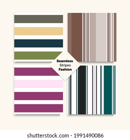 Sailor Stripes Seamless Texture Set. Modern Lines Endless Design. Winter Autumn Elegant Fashion Print. Male Female Childrens Seamless Stripes Pattern. Swimming Suit Lines Funky Fashion Background