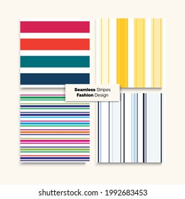 Sailor Stripes Seamless Texture Set. Modern Fashion Background Male Female Childrens Seamless Stripes Design. Business Suit Lines Autumn Winter Funky Fashion Print. Trendy Lines Endless Pattern.