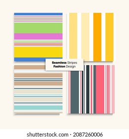 Sailor Stripes Seamless Texture Set. Spring Winter Modern Fashion Textile. Hipster Lines Endless Design. Training Suit Lines Childrens Male Female Seamless Stripes Pattern. Funky Fashion Background