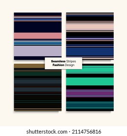 Sailor Streifen Nahtlose Textur Set. Business Anzug Lines männliche weibliche Kinder Nahtlose Streifen Muster. Frühling Winter Retro Mode Textil. Trendy Fashion Hintergrund Vintage Lines Endloses Design.