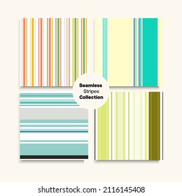 Sailor Stripes Seamless Texture Set. Retro Lines Endless Pattern. Hipster Fashion Background Spring Winter Elegant Fashion Print. Swimming Suit Lines Male Female Childrens Seamless Stripes Design.