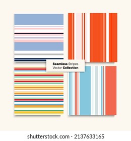 Sailor Stripes Seamless Texture Set. Trendy Fashion Background Summer Autumn Elegant Fashion Print. Swimming Suit Lines Retro Lines Endless Design. Female Childrens Male Seamless Stripes Pattern.