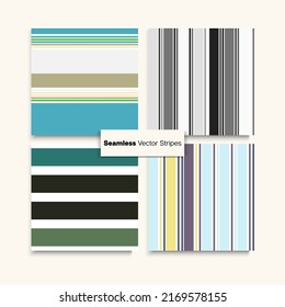 Sailor Stripes Seamless Texture Set. Elegant Fashion Background Hipster Lines Endless Pattern. Swimming Suit Lines Childrens Female Male Seamless Stripes Design. Winter Autumn Funky Fashion Print.