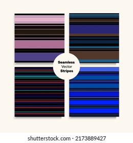 Sailor Stripes Seamless Texture Set. Retro Lines Endless Pattern. Trendy Fashion Background Female Childrens Male Seamless Stripes Design. Swimming Suit Lines Autumn Summer Modern Fashion Fabric.