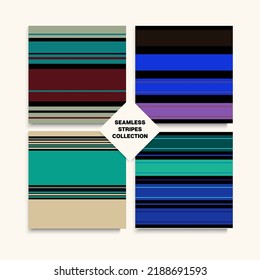 Sailor Stripes Seamless Texture Set. Business Suit Lines Summer Autumn Retro Fashion Fabric. Female Male Childrens Seamless Stripes Design. Trendy Fashion Background Hipster Lines Endless Pattern.