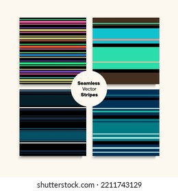 Sailor Stripes Seamless Texture Set. Male Female Childrens Seamless Stripes Pattern. Training Suit Lines Hipster Lines Endless Design. Summer Winter Retro Fashion Textile. Elegant Fashion Background