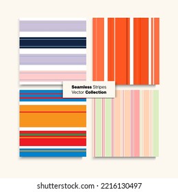 Sailor Stripes Seamless Texture Set. Training Suit Lines Childrens Male Female Seamless Stripes Design. Vintage Fashion Background Winter Spring Elegant Fashion Print. Retro Lines Endless Pattern.