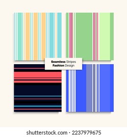 Sailor Stripes Seamless Texture Set. Elegant Lines Endless Design. Spring Autumn Modern Fashion Print. Business Suit Lines Vintage Fashion Background Childrens Female Male Seamless Stripes Pattern.