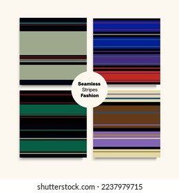 Sailor Stripes Seamless Texture Set. Vintage Fashion Background Retro Lines Endless Pattern. Business Suit Lines Female Childrens Male Seamless Stripes Design. Winter Autumn Hipster Fashion Fabric.