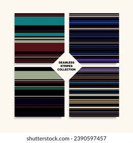 Sailor Stripes Seamless Texture Set. Swimming Suit Lines Funky Fashion Background Winter Summer Modern Fashion Fabric. Elegant Lines Endless Design. Female Male Childrens Seamless Stripes Pattern.