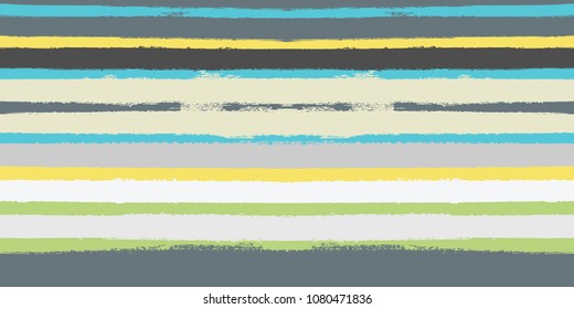 Sailor stripes seamless vector background. Hand painted ink lines summer pattern. Trendy bright sunny textile fashion design. Holidays, travel, adventure stripy background. Swimwear vintage old design