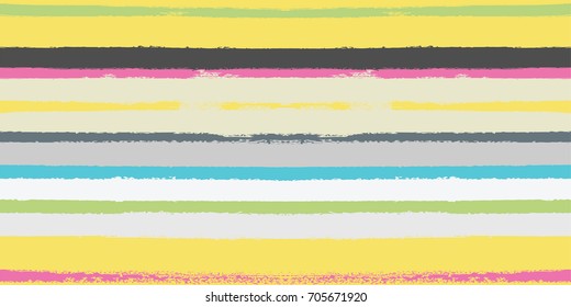 Sailor stripes seamless vector background. Hand painted ink lines summer pattern. Trendy bright sunny textile fashion design. Holidays, travel, adventure stripy background. Swimwear vintage old design