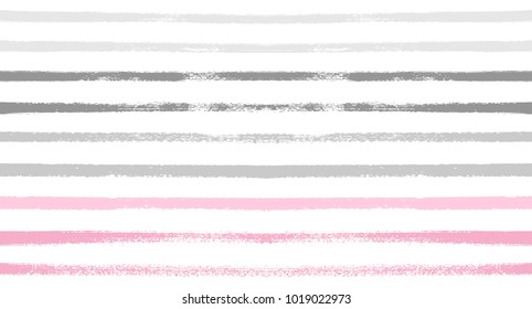 Sailor Stripes Seamless Vector Summer Pattern. Autumn Colors Blue, Turquoise, Pink, Purple, Grey, White Stripes. Hipster Vintage Retro Textile Design. Creative Horizontal Banner. Watercolor Prints.