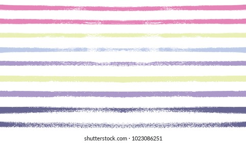 Sailor Stripes Seamless Vector Summer Pattern. Autumn Colors Yellow, Orange, Pink, Purple, Grey, White Stripes. Hipster Vintage Retro Textile Design. Creative Horizontal Banner. Watercolor Prints.