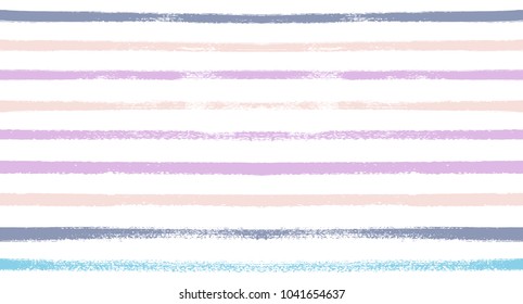 Sailor Stripes Seamless Vector Summer Pattern. Autumn Colors Blue, Turquoise, Pink, Purple, Grey, White Stripes. Hipster Vintage Retro Textile Design. Creative Horizontal Banner. Watercolor Prints.
