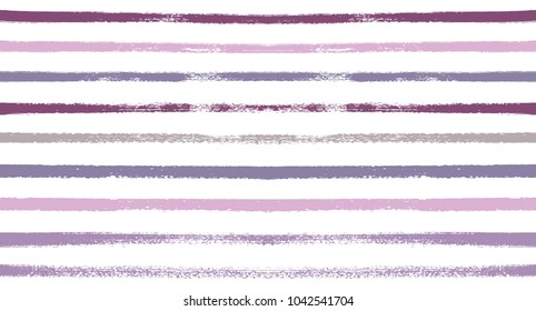 Sailor Stripes Seamless Vector Summer Pattern. Autumn Colors Blue, Turquoise, Pink, Purple, Grey, White Stripes. Hipster Vintage Retro Textile Design. Creative Horizontal Banner. Watercolor Prints.