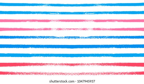 Sailor Stripes Seamless Vector Summer Pattern. Autumn Colors Blue, Turquoise, Pink, Purple, Grey, White Stripes. Hipster Vintage Retro Textile Design. Creative Horizontal Banner. Watercolor Prints.