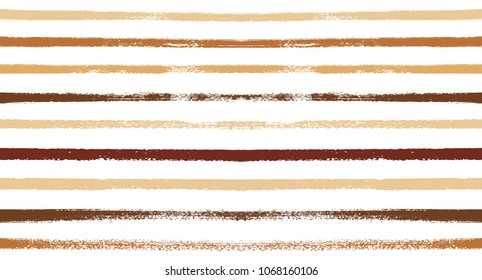 Sailor Stripes Seamless Vector Summer Pattern. Autumn Colors Brown, Orange, Black, Red, Grey, White, Ocher Stripes. Hipster Vintage Retro Textile Design. Creative Horizontal Banner. Old Watercolor.