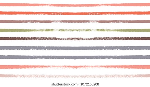 Sailor Stripes Seamless Vector Summer Pattern. Autumn Colors Blue, Turquoise, Pink, Purple, Grey, White Stripes. Hipster Vintage Retro Textile Design.