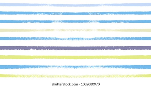Sailor Stripes Seamless Vector Summer Pattern. Autumn Colors Yellow, Orange, Pink, Purple, Grey, White Stripes. Hipster Vintage Retro Textile Design. Creative Horizontal Banner. Watercolor Prints.