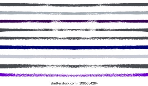 Sailor Stripes Seamless Vector Summer Pattern. Autumn Colors Blue, Turquoise, Pink, Purple, Grey, White Stripes. Hipster Vintage Retro Textile Design. Creative Horizontal Banner. Watercolor Prints.