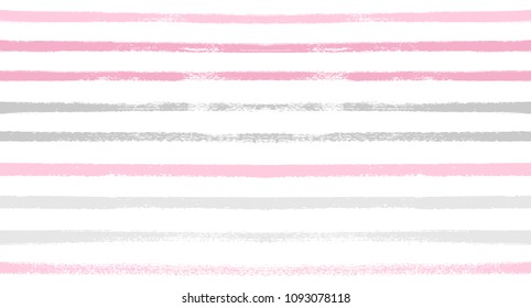 Sailor Stripes Seamless Vector Summer Pattern. Autumn Colors Blue, Turquoise, Pink, Purple, Grey, White Stripes. Hipster Vintage Retro Textile Design. Creative Horizontal Banner. Watercolor Prints.