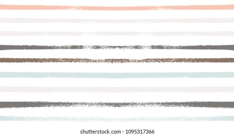 Sailor Stripes Seamless Vector Summer Pattern. Autumn Colors Blue, Turquoise, Pink, Purple, Grey, White Stripes. Hipster Vintage Retro Textile Design. Creative Horizontal Banner. Watercolor Prints.