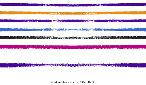 Sailor Stripes Seamless Vector Summer Pattern. Autumn Colors Yellow, Orange, Pink, Purple, Grey, White Stripes. Hipster Vintage Retro Textile Design. Creative Horizontal Banner. Watercolor Prints.