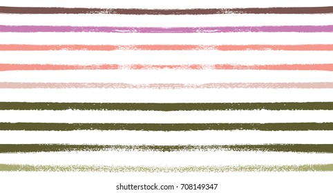 Sailor Stripes Seamless Vector Summer Pattern. Autumn Colors Blue, Turquoise, Pink, Purple, Grey, White Stripes. Hipster Vintage Retro Textile Design. Creative Horizontal Banner. Watercolor Prints.