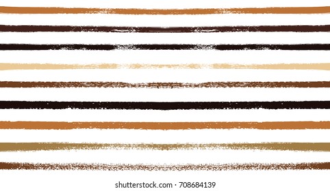Sailor Stripes Seamless Vector Summer Pattern. Autumn Colors Brown, Orange, Black, Red, Grey, White, Ocher Stripes. Hipster Vintage Retro Textile Design. Creative Horizontal Banner. Old Watercolor.