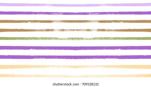 Sailor Stripes Seamless Vector Summer Pattern. Autumn Colors Yellow, Orange, Pink, Purple, Grey, White Stripes. Hipster Vintage Retro Textile Design. Creative Horizontal Banner. Watercolor Prints.