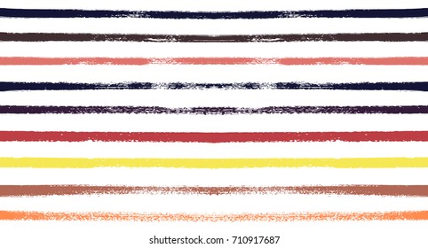 Sailor Stripes Seamless Vector Summer Pattern. Autumn Colors Yellow, Orange, Pink, Purple, Grey, White Stripes. Hipster Vintage Retro Textile Design. Creative Horizontal Banner. Watercolor Prints.