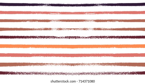 Sailor Stripes Seamless Vector Summer Pattern. Autumn Colors Yellow, Orange, Pink, Purple, Grey, White Stripes. Hipster Vintage Retro Textile Design. Creative Horizontal Banner. Watercolor Prints.