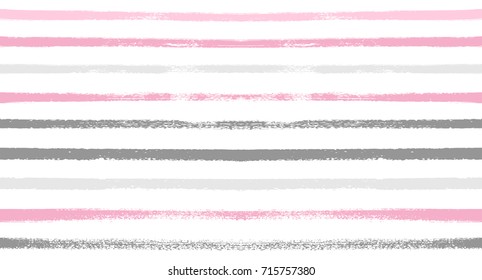 Sailor Stripes Seamless Vector Summer Pattern. Autumn Colors Blue, Turquoise, Pink, Purple, Grey, White Stripes. Hipster Vintage Retro Textile Design. Creative Horizontal Banner. Watercolor Prints.