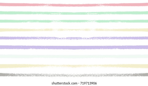 Sailor Stripes Seamless Vector Summer Pattern. Autumn Colors Blue, Turquoise, Pink, Purple, Grey, White Stripes. Hipster Vintage Retro Textile Design. Creative Horizontal Banner. Watercolor Prints.