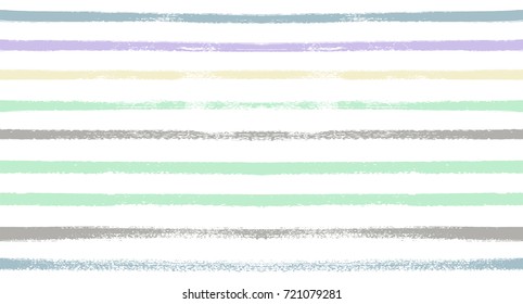 Sailor Stripes Seamless Vector Summer Pattern. Autumn Colors Blue, Turquoise, Green, Purple, Grey, White Stripes. Hipster Vintage Retro Textile Design. Creative Horizontal Banner. Watercolor Prints.