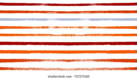 Sailor Stripes Seamless Vector Summer Pattern. Autumn Colors Yellow, Orange, Pink, Purple, Grey, White Stripes. Hipster Vintage Retro Textile Design. Creative Horizontal Banner. Watercolor Prints.